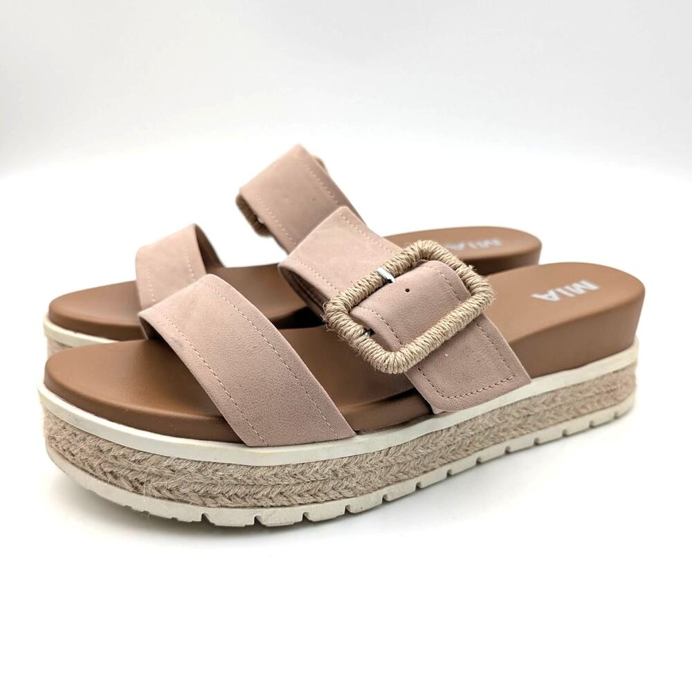 MIA Kenzy Buckle Espadrille Platform Sandals Women's Blush Size US10M EU40